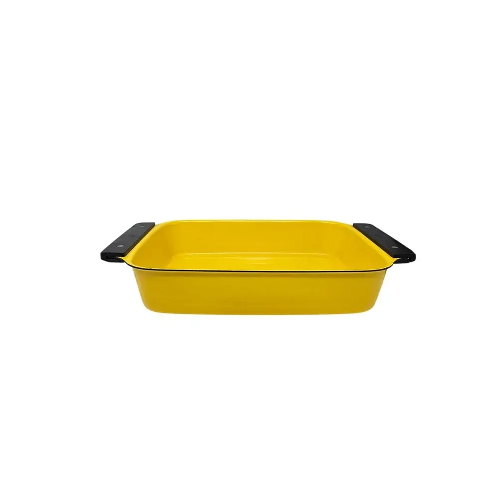 Vintage 70s Catherineholm Holland Mustard Yellow Enamel Baking Dish Mid Century